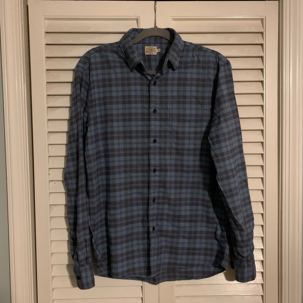 Faherty Men's Blue Plaid Shirt